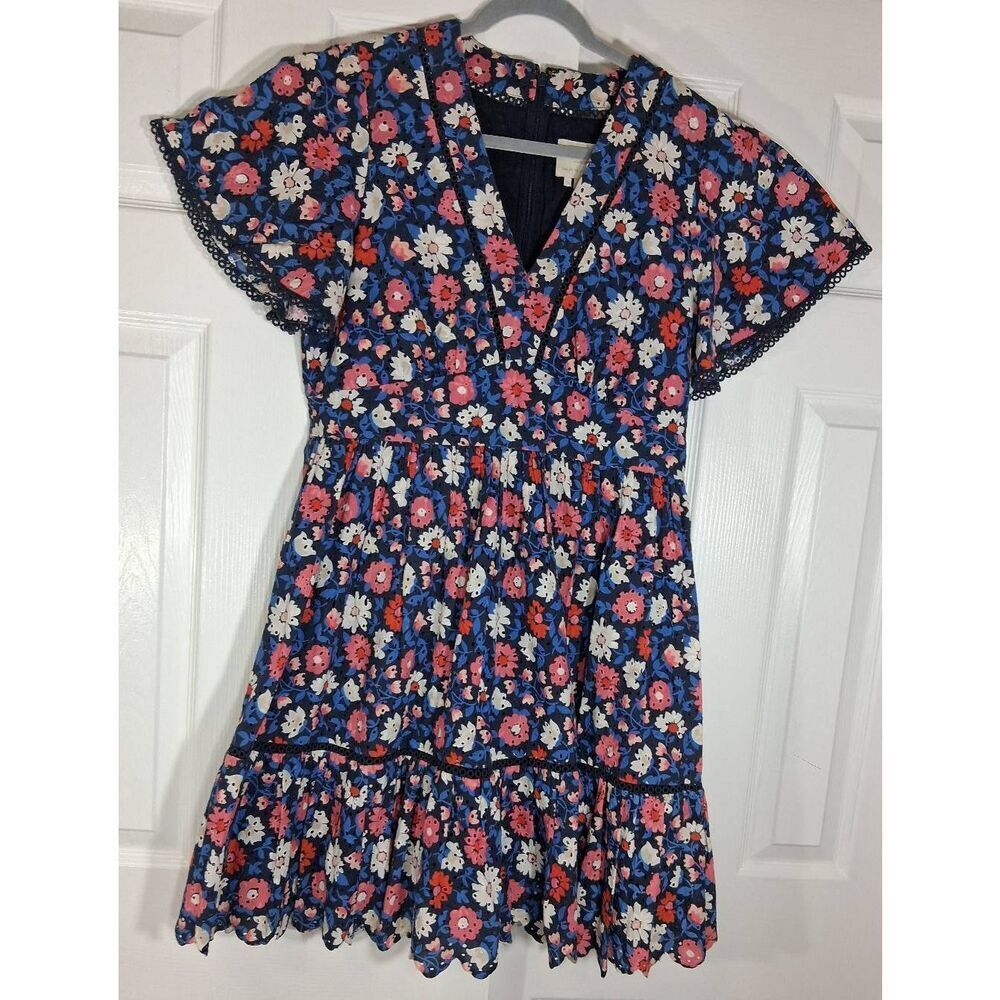 Kate spade womens size 12 shift dress blue pink boho whimsigoth flutter sleeve - Picture 4 of 11